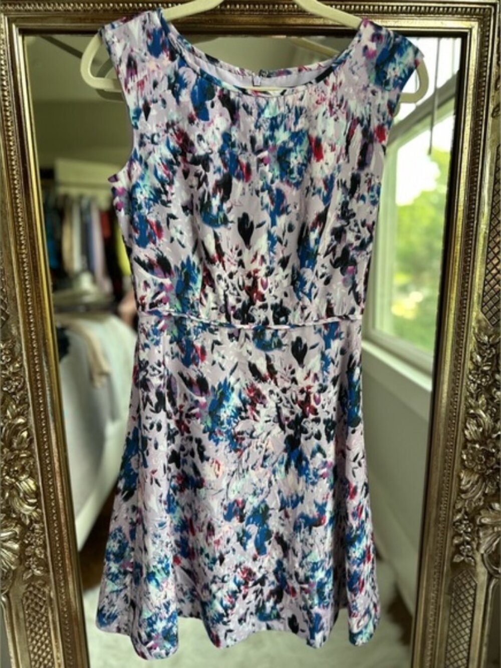 J. Crew Lavender Fit and Flare Sleeveless Watercolor Dress Size 0